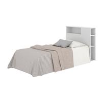 DEKIT GRUPO RIMOBEL TEN - CABECERO CON ESTANTES PARA CAMA 90 - BLANCO - 96 x 23,4 x 99