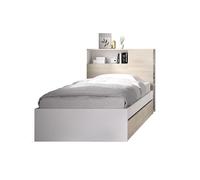 Cabecero cama conjunto dormitorio TEN DEKIT con aro 90x190 + 2 cajones natural /blanco