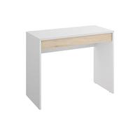 DEKIT GRUPO RIMOBEL TOK Mesa Escritorio, Melamina, Blanco y Roble Natural, 74x89x50 cm