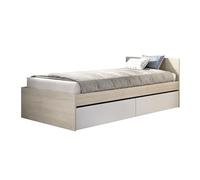 Conjunto cama dormitorio TOP DEKIT 90x190 + 2 cajones natural /blanco