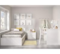 DEKIT GRUPO RIMOBEL TOP PACK - Conjunto de cama con arrastre, mesita y mesa escritorio - BLANCO / NATURAL