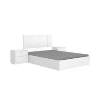 DEKIT Grupo RIMOBEL - Tori Cabezal Cama 135+2 MESITAS + CANAPE Recto 135- Blanco -96x237x193cm