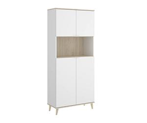DEKIT GRUPO RIMOBEL WOK -MUEBLE AUXILIAR DE COCINA CON ALMACENAJE - 191x80x40 cm - BLANCO / NATURAL