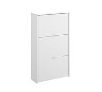 DEKIT GRUPO RIMOBEL Zapatero 3 Puertas 18 Pares, Melamina Blanco Brillo, 61x113x25cm