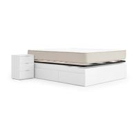 DEKIT - Pack Ahorro Dormitorio Cama Alice con Dos mesitas y con 1 Colchón viscoelástico Nova 150 x 190 cm, Altura 20 cm y 1 Somier de Lama Ancha