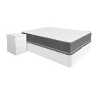 DEKIT - Pack Ahorro Dormitorio Canapé Round con Dos mesitas y con 1 Colchón viscoelástico con muelles ensacados Aurea 135 x 190cm