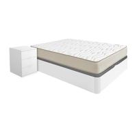 DEKIT - Pack Ahorro Dormitorio Canapé Round con Dos mesitas y con 1 Colchón viscoelástico Nova 135 x 190 cm, Altura 20 cm
