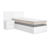 DEKIT - Pack Ahorro Juvenil Cama Flow con cabecero, una mesita y colchón viscoelástico de 90 x 190 cm