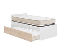 DEKIT - Pack Ahorro Juvenil Cama Nido con cabecero Top, 1 somier Lama Ancha y 2 colchónes viscoelásticos Nova 90 x 190 cm