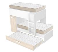 DEKIT - Pack Ahorro Juvenil Cama Tren Triple Tom con 3 Colchones viscoelásticos Nova 90 x 190 cm