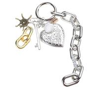 DEKKRYNFV Abalorio de llave de corazón de estilo retro hecho de materiales de aleación resistentes, ideal para personalizar bolsas o como regalo para amigos, llavero vintage