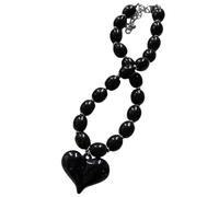 DEKKRYNFV Collar con colgante de corazón de cuentas de resina de longitud ajustable, gargantilla elegante para mujer, accesorio de moda, joyería de hip hop, collar de moda para mujer