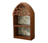 DEKKRYNFV Estante de pared de madera con acento de cristal, diseño intrincado de hojas para decoración victoriana del hogar para amigos