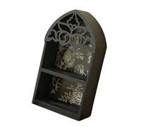 DEKKRYNFV Estante de pared de madera con acento de cristal, diseño intrincado de hojas para decoración victoriana del hogar para amigos