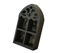 DEKKRYNFV Estante de pared de madera con acento de cristal, diseño intrincado de hojas para decoración victoriana del hogar para amigos