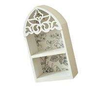DEKKRYNFV Estante de pared de madera con acento de cristal, diseño intrincado de hojas para decoración victoriana del hogar para amigos