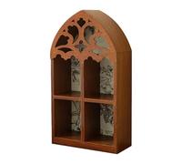 DEKKRYNFV Estante de pared de madera con acento de cristal, diseño intrincado de hojas para decoración victoriana del hogar para amigos