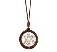 DEKKRYNFV Gargantilla con colgante de hexagrama espiritual Sri Yantra de geometría sagrada de madera para mujer, cadena de clavícula ajustable
