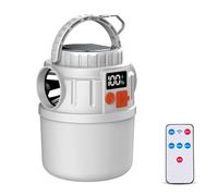 DEKKRYNFV Lámpara LED de campamento de múltiples funciones equipada con dispositivo solar, 7 grados de brillo e iluminación de crisis, lámpara LED portátil de camping con pantalla digital