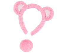 DEKKRYNFV Little Bear Ears and Tail Set with Little Headband Animal Cosplay Costume Accessories for Halloween Bear Headband with Kit
