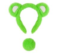 DEKKRYNFV Little Bear Ears and Tail Set with Little Headband Animal Cosplay Costume Accessories for Halloween Bear Headband with Kit