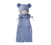 DEKKRYNFV Mameluco para bebé con gorro de oso para recién nacido, accesorios de fotografía para niño y niña, conjunto de ropa colorida, sombrero de oso, accesorios para fotos, gorro y mameluco para