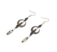 DEKKRYNFV Pendientes étnicos que combinan tradición y modernidad, joyería estética moderna, textura de resina, para personas de moda, aretes de luna