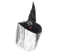 DEKKRYNFV Sombrero de bruja con diseño de encaje vintage místico para fiestas de disfraces de Halloween y eventos de cosplay, disfraz de bruja ligero
