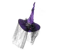 DEKKRYNFV Sombrero de bruja con diseño de encaje vintage místico para fiestas de disfraces de Halloween y eventos de cosplay, disfraz de bruja ligero
