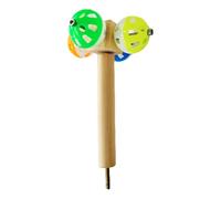 DEKKRYNFV Soporte De Percha para Pájaros Madera con Campanas Giratorias Jaula Bolas Juguete Hacer Ejercicio Jaula Loros Entretenimiento Actividad Percha Pájaros