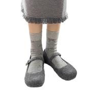 DEKKRYNFV Sweet Girls - Calcetines de algodón con diseño de lazo, transpirables, informales, a la moda, para estudiantes, calcetines de media pantorrilla, para la escuela, Gris Claro, Altoa única