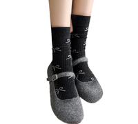 DEKKRYNFV Sweet Girls - Calcetines de algodón con diseño de lazo, transpirables, informales, a la moda, para estudiantes, calcetines de media pantorrilla, para la escuela, Negro, Altoa única