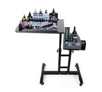 Dekltus Tattoo WorkStation, banco de trabajo de tatuaje, estación de trabajo portátil de tatuajes portátil de 61 a 107 cm, altura ajustable, reposabrazos grande, mesa auxiliar con ruedas