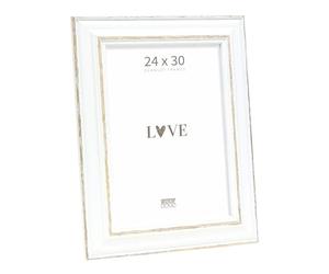 Deknudt Frames - Marco básico de Fotos - Blanco y Negro, Madera, Blanco, 24 x 30 cm