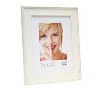 Deknudt Frames Marco de Fotos Blanco con Red Pintada, Resina, 15 x 20 cm