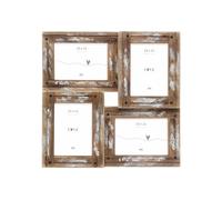 DEKNUDT Frames - Multivue de madera flotada con acabado blanco para 4 fotos, para fotos de 10 x 15 cm, marrón, marco de fotos S67UD1P4
