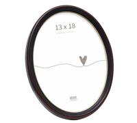 Deknudt Frames S100F9 - Marco de Fotos (Resina, 18 x 24 cm), Color Negro | estilo retro forma ovalada, pintado negro con bisel de color dorado, para colocar o colgar