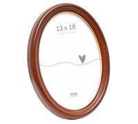 Deknudt Frames S100H1 13x18 Marco marròn Resina | estilo retro forma ovalada, pintado en color nogal con bisel de color dorado, para colocar o colgar