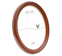 Deknudt Frames S100H1 - Marco de Fotos (Resina, 18 x 24 cm), Color Nogal | estilo retro forma ovalada, pintado en color nogal con bisel de color dorado, para colocar o colgar