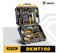 DEKO 100 Uds llave de tubo juego de herramientas de mano para reparación de automóviles con cinta métrica destornillador caja de herramientas combinada edc hogar DIY DKMT100