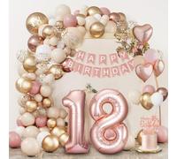 Deko 18. Geburtstag Mädchen, Dargds 18 Geburtstag Deko, Geburtstagsdeko 18 Mädchen mit ballons Roségold 18, Happy Birthday Girlande, Roségold Ballons