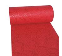 Deko AS GmbH Camino de Mesa Decorativo de Dekoflor, diseño único de Rosas (Resistente al Agua, Efecto Loto, Superficie Aterciopelada, Rollo de 5 m, 30 cm de Ancho, 100% Nailon), Color Rojo