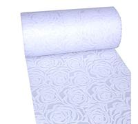 Deko AS GmbH Camino de Mesa Decorativo de Dekoflor, diseño único de Rosas (Resistente al Agua, Efecto Loto, Superficie Aterciopelada, Rollo de 5 m, 30 cm de Ancho, 100% Nailon), Color Blanco