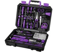DEKO Caja de Herramientas Completa de 138 Piezas, Kit de Herramientas de Bricolaje para Hogar, Oficina y Coche, con Juego de Destornilladores, Martillo y Set de Alicates, Morado