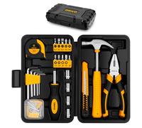 DEKO Caja de Herramientas Completa de 94 Piezas Color Amarillo, Pequeño Juego de Herramientas Básicas con Caja de Almacenamiento de Plástico para Hogar Oficina y Taller