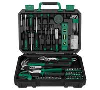 DEKO Caja de Herramientas de 100 Piezas Color Verde, Kit de Herramientas de Bricolaje para Hogar, Oficina y Coche, con Juego de Destornilladores, Martillo y Set de Alicates