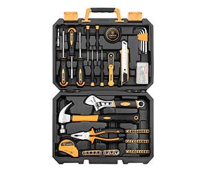 DEKO Caja Herramientas Completa 100 Piezas, Maletin caja de Herramientas Bricolaje para el Hogar, Oficia y Coche, con Juego de Destornilladores, Martillo, y Set de Alicates para Mantenimiento Diario