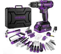 DEKO Caja Herramientas Completa con Destornillador Electrico/Taladro con bateria de 20V, Maletin de 186 Piezas, Caja profesional de herramientas Domésticas de Bricolaje para Oficinas y Jardín, morado