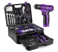 DEKO Caja Herramientas Completa Eléctricas 238 Piezas con 12V Taladro Eléctrico sin Cuerda, 10 mm Chuck sin Llave, Caja de herramientas Domésticas de Bricolaje para Oficinas y Jardín, Morado