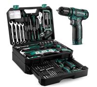 DEKO Caja Herramientas Completa Eléctricas 238 Piezas Verde con 12V Taladro Eléctrico sin Cuerda, 10 mm Chuck sin Llave, Caja profesional de herramientas Domésticas de Bricolaje para Oficinas y Jardín